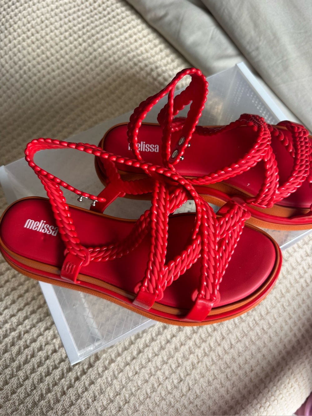 Melissa Red Braided Strap Sandals